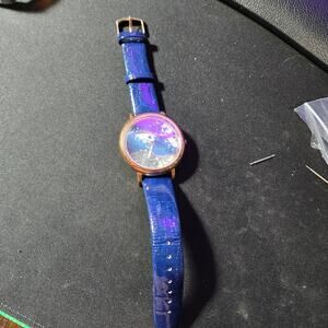 Geneva Wristwatch 18K Rose Gold IP Plating Blue Strap Analog